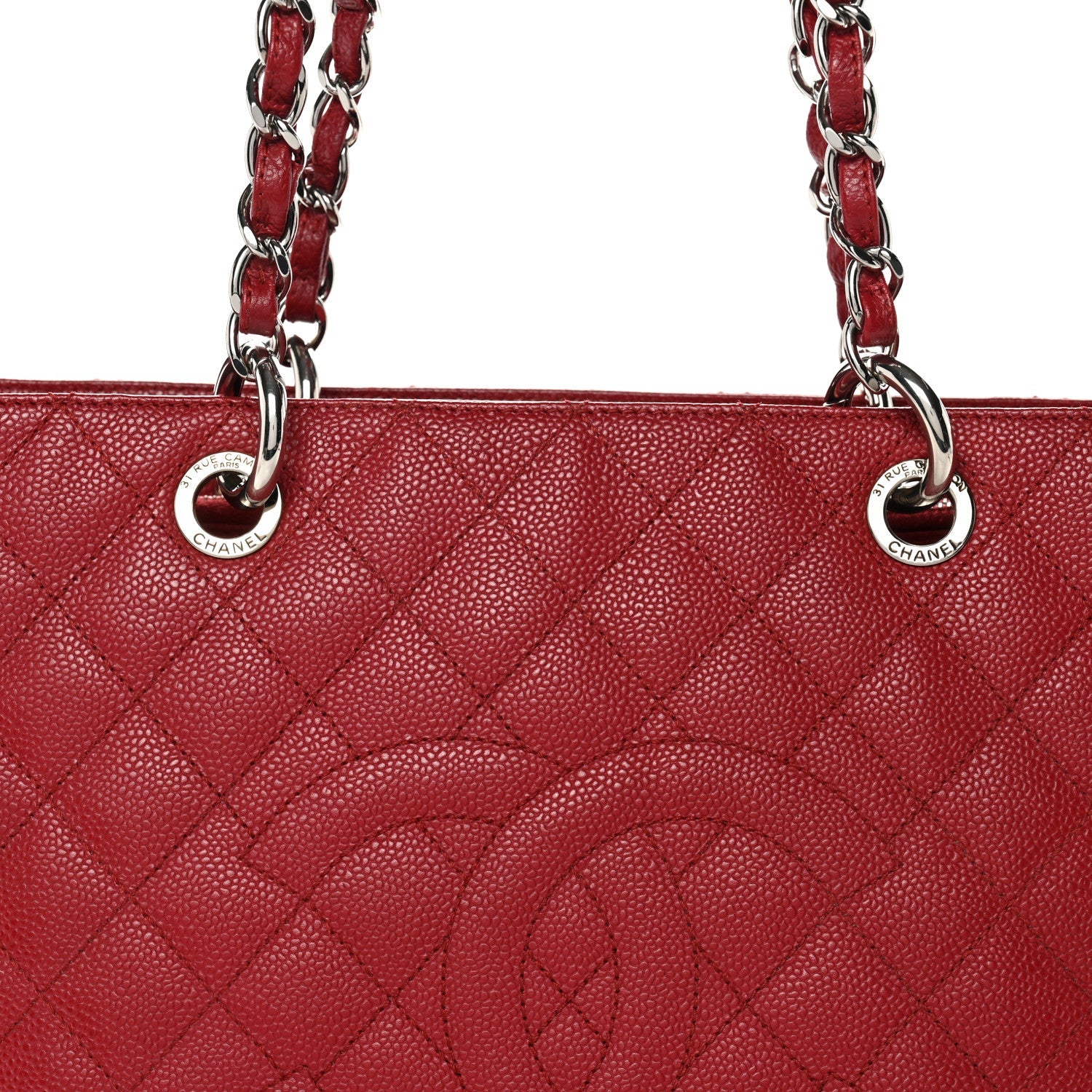 Chanel Caviar Quilted Grand Shopping Tote GST Red