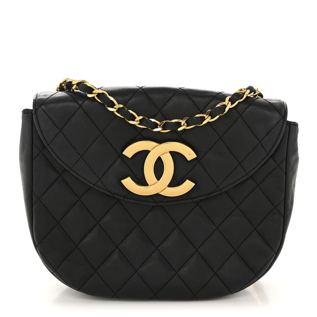 Chanel Lambskin Quilted Half Moon Flap Black