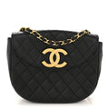 Chanel Lambskin Quilted Half Moon Flap Black