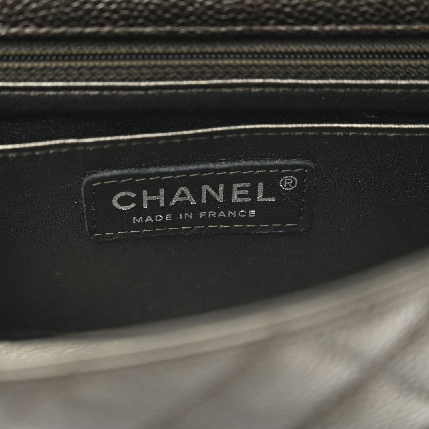 Chanel Metallic Caviar Quilted Mini Rectangular Flap Dark Grey
