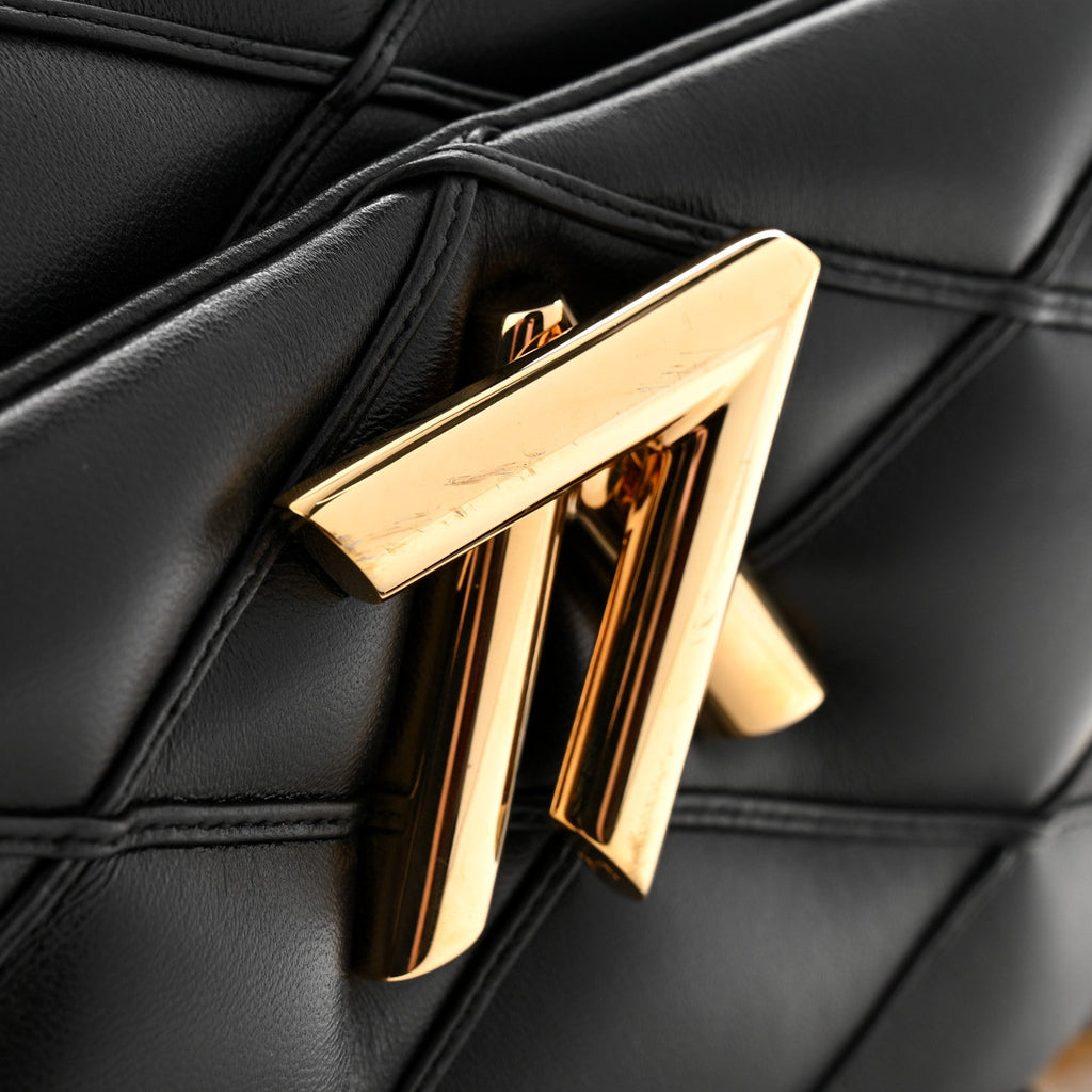 Louis Vuitton Lambskin Malletage Top Handle GO-14 GM Black