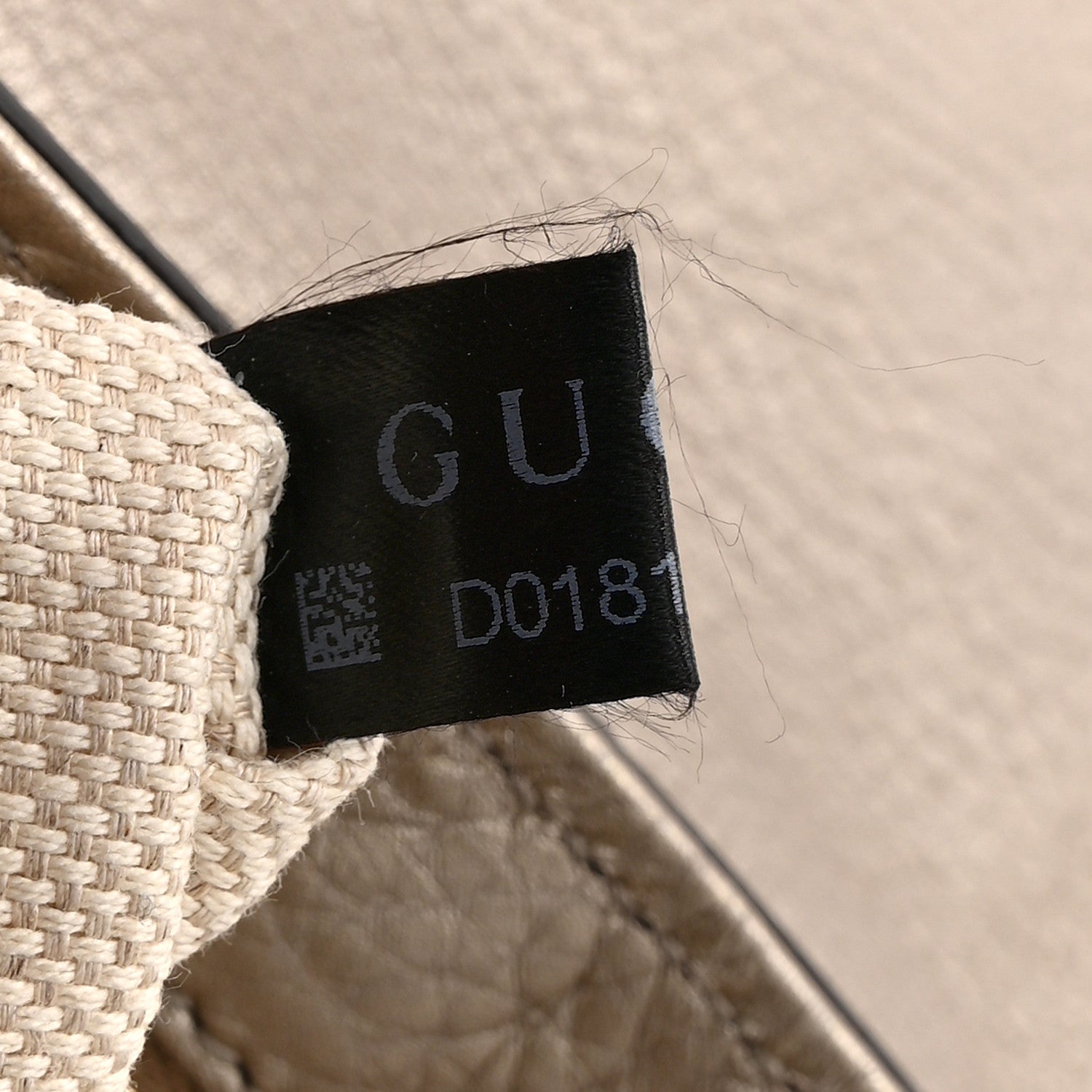 Gucci Metallic Pebbled Calfskin Medium Soho Flap Crossbody Golden Beige