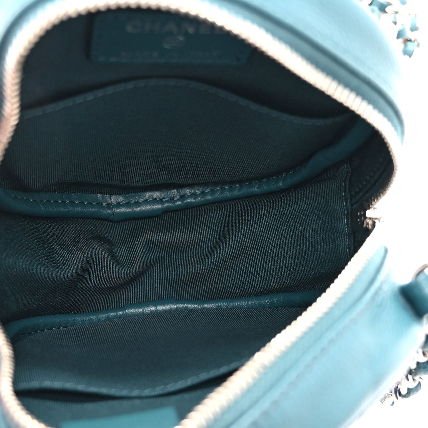 Chanel Caviar Quilted Round Clutch With Chain Green