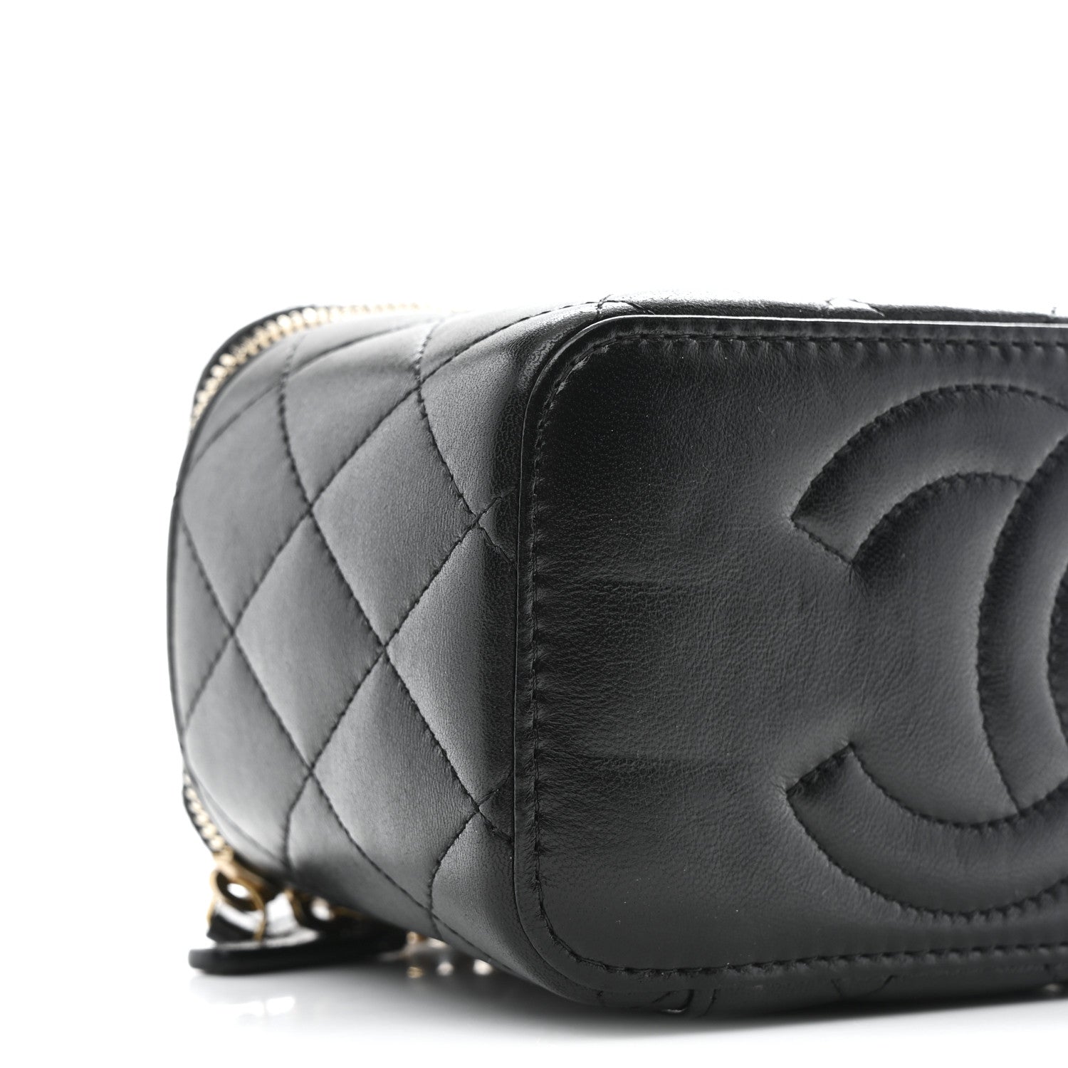 Chanel Lambskin Quilted Small CC Dynasty Vanity Case With Chain Black