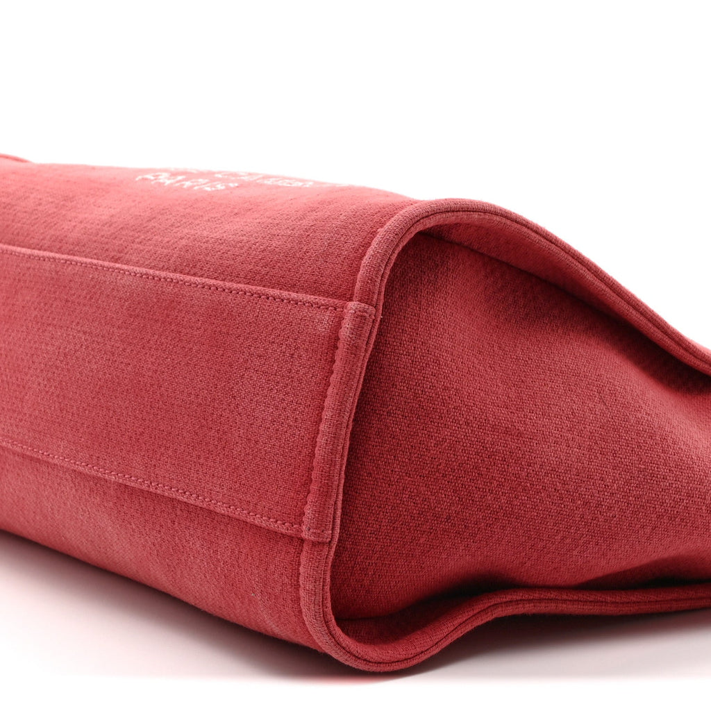 Chanel Canvas Small Deauville Tote Red