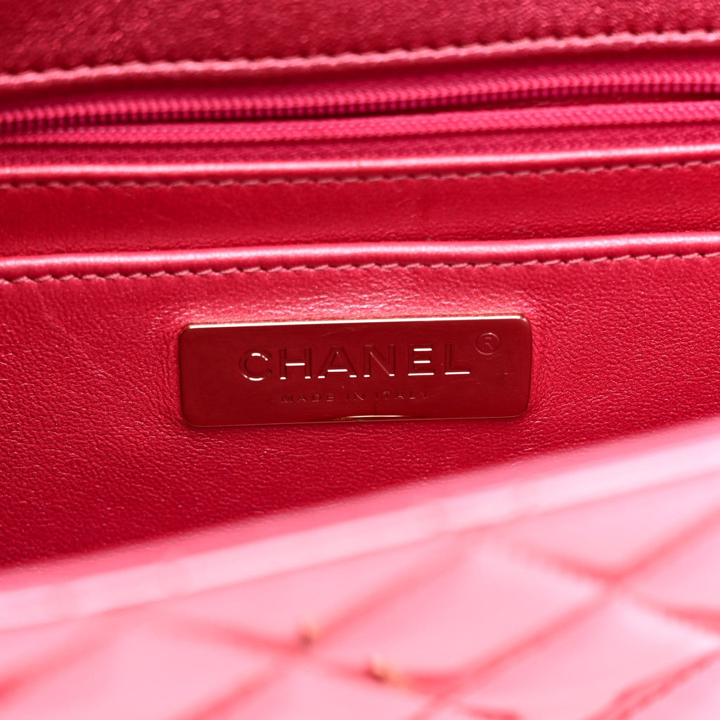 Chanel Mirror Calfskin Metallic Calfskin Quilted Hollywood Boulevard Backpack Pink