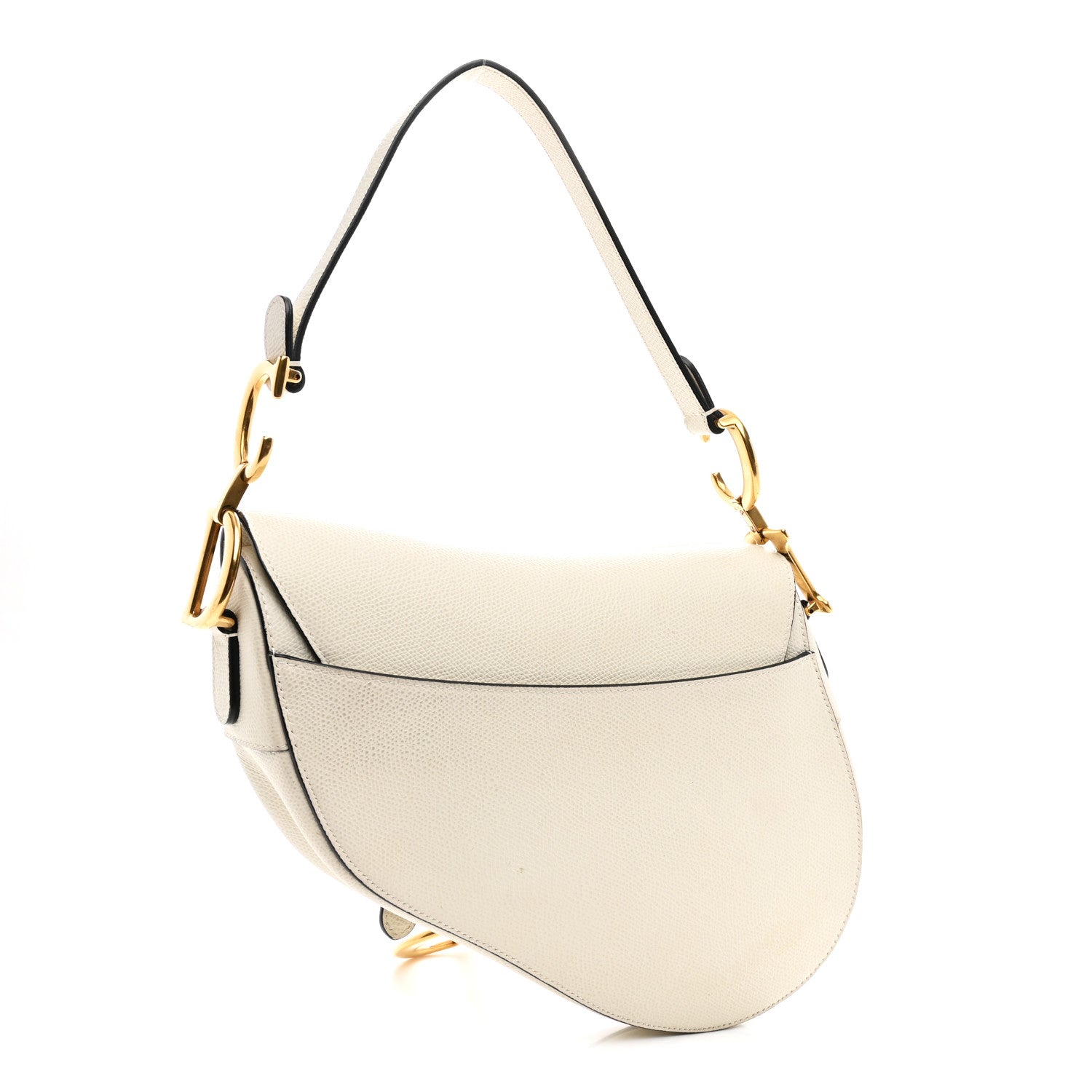 Christian Dior Grained Calfskin Saddle Bag White