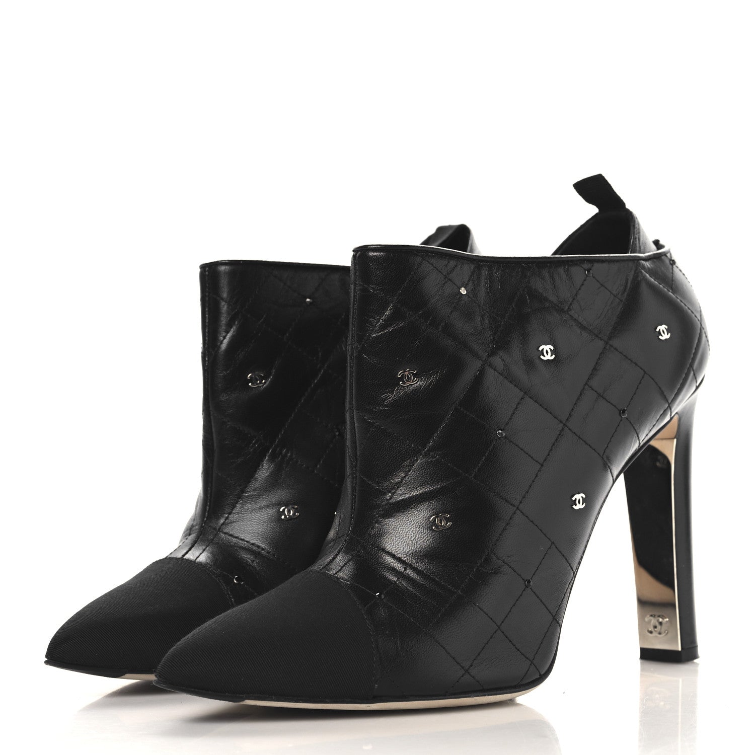 Lambskin Quilted CC Cap Toe Booties 41 Black