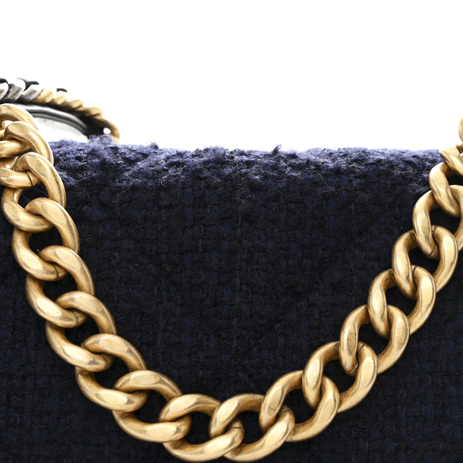Chanel Tweed Quilted Maxi Chanel 19 Flap Navy
