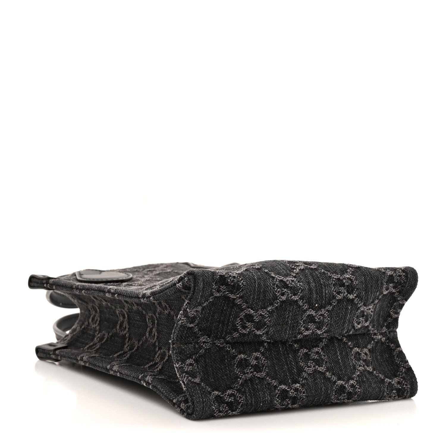 Gucci Denim GG Monogram Dollar Calfskin Mini Ophidia Tote Black Grey