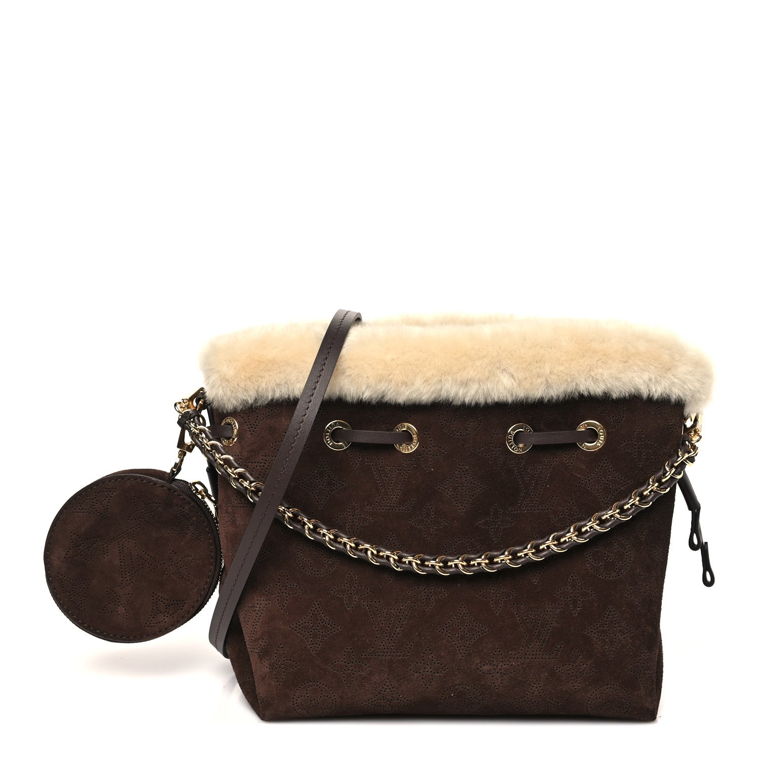 Louis Vuitton Suede Mahina Shearling Cozygram Bella Chocolate