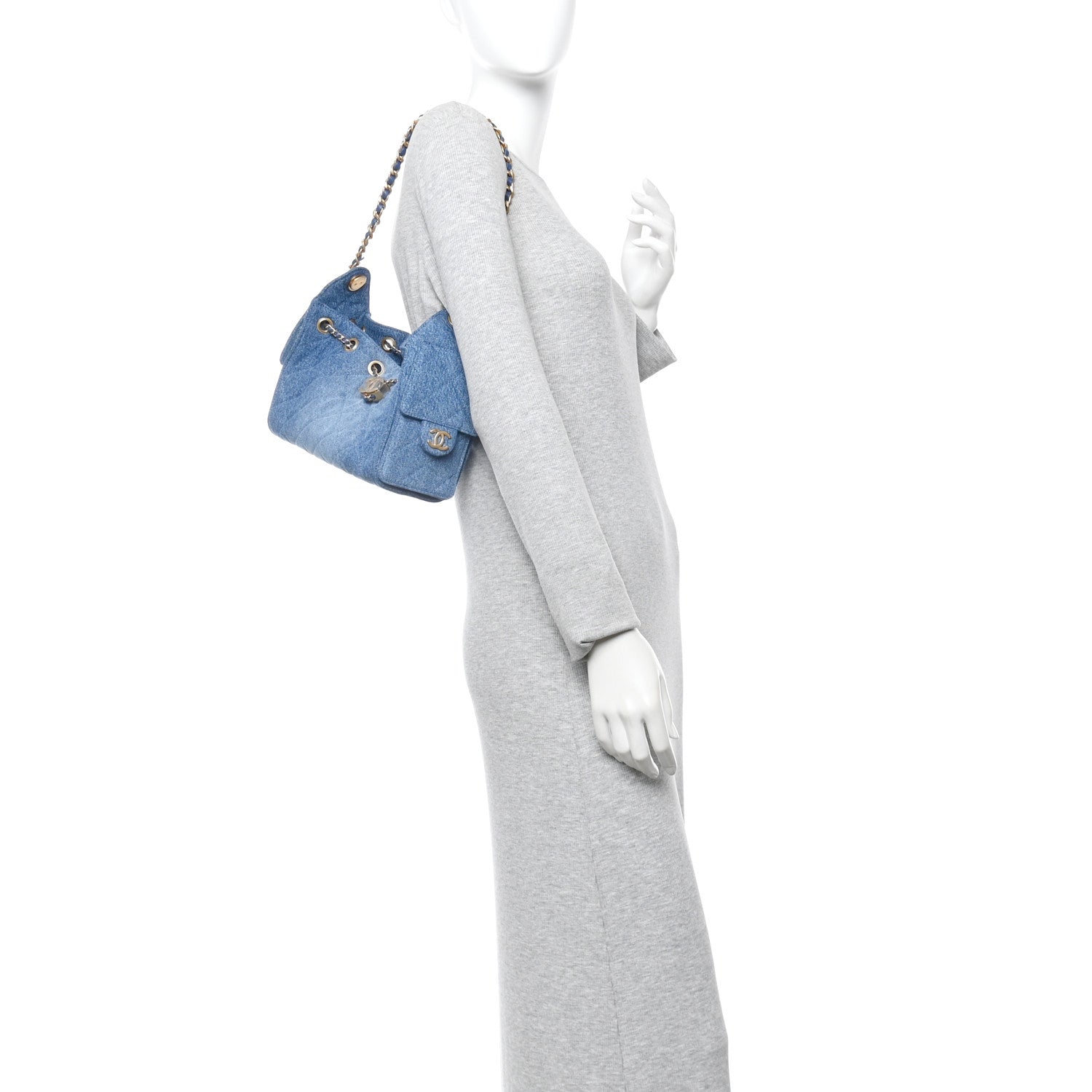 Chanel Washed Denim Quilted Mini Chanel 25 Handbag Blue