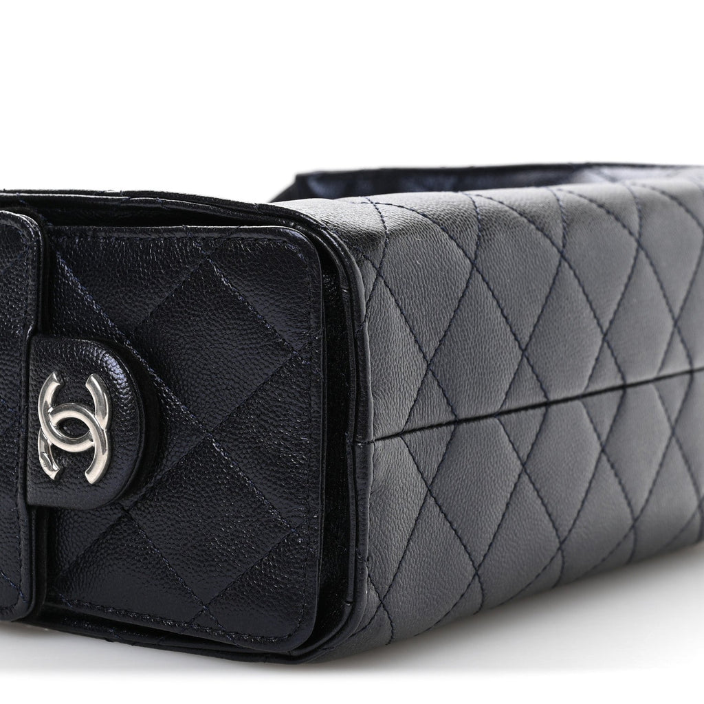 Chanel Metallic Caviar Quilted Mini Chanel 25 Handbag Dark Blue