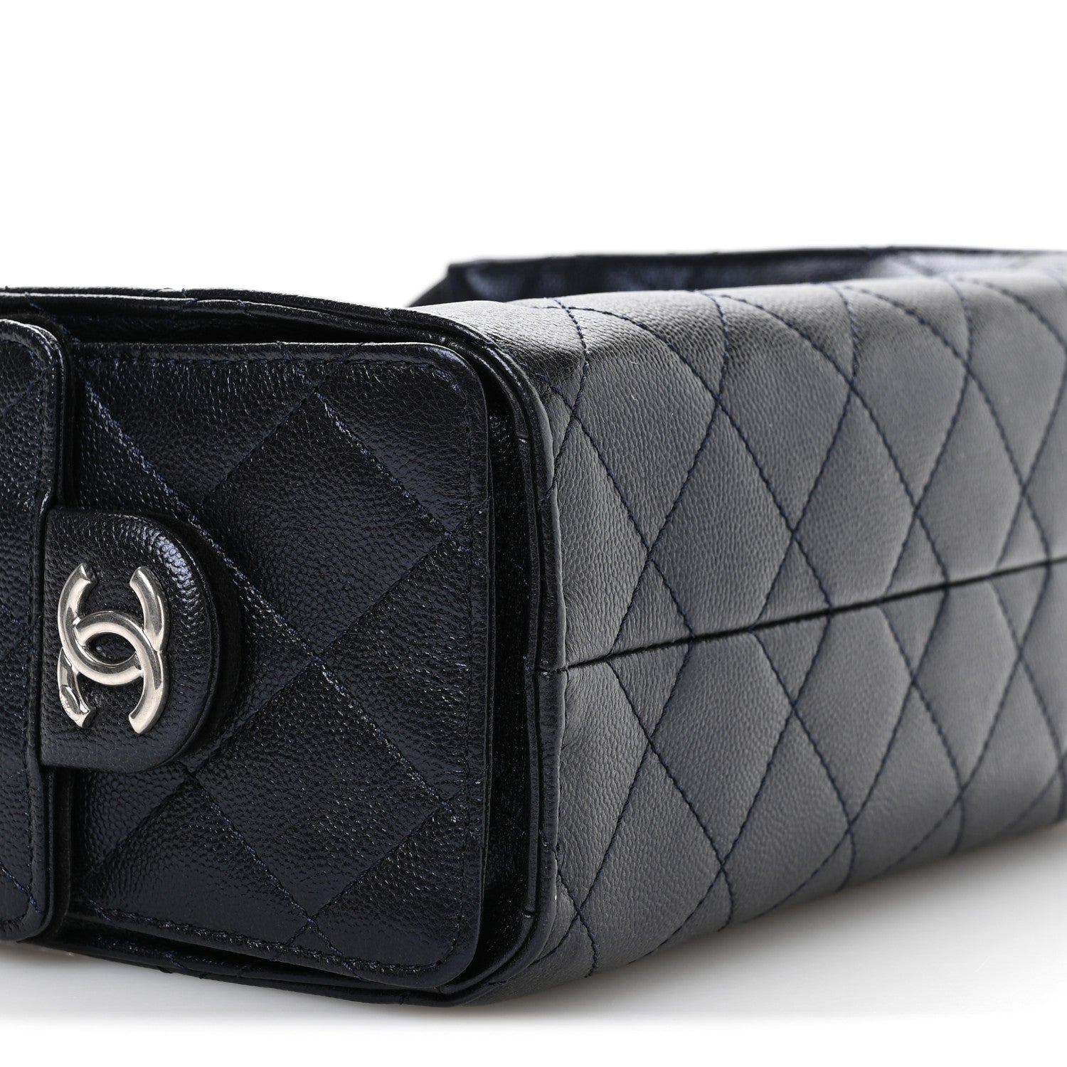 Chanel Metallic Caviar Quilted Mini Chanel 25 Handbag Dark Blue
