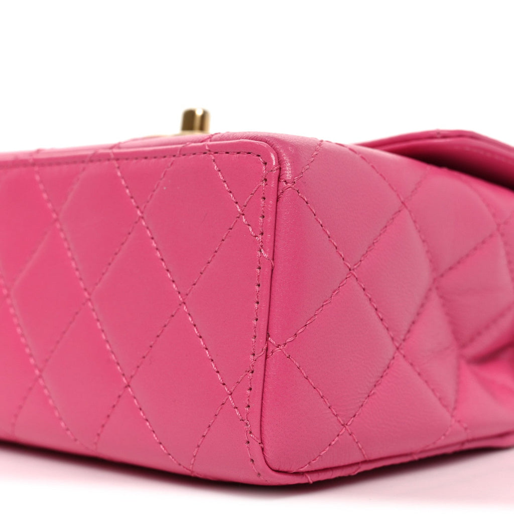 Chanel Goatskin Quilted Mini Square Flap Pink