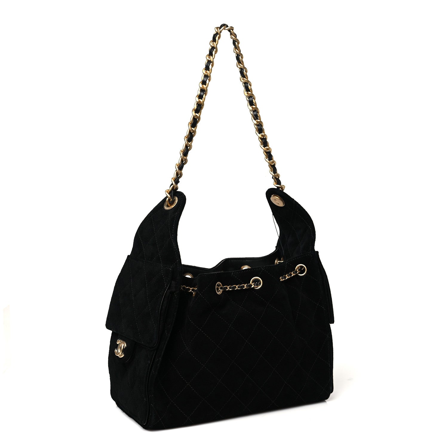 Chanel Suede Quilted Small Chanel 25 Handbag Black