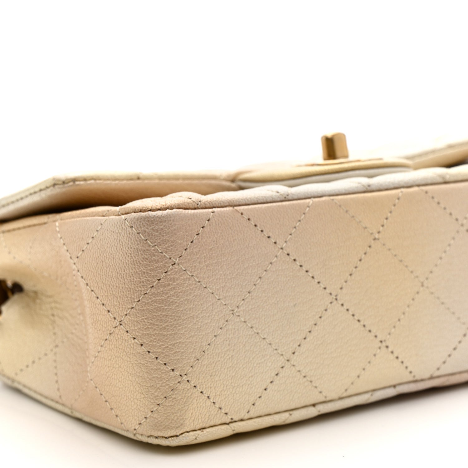 Chanel Metallic Goatskin Quilted Mini Rectangular Flap Gold