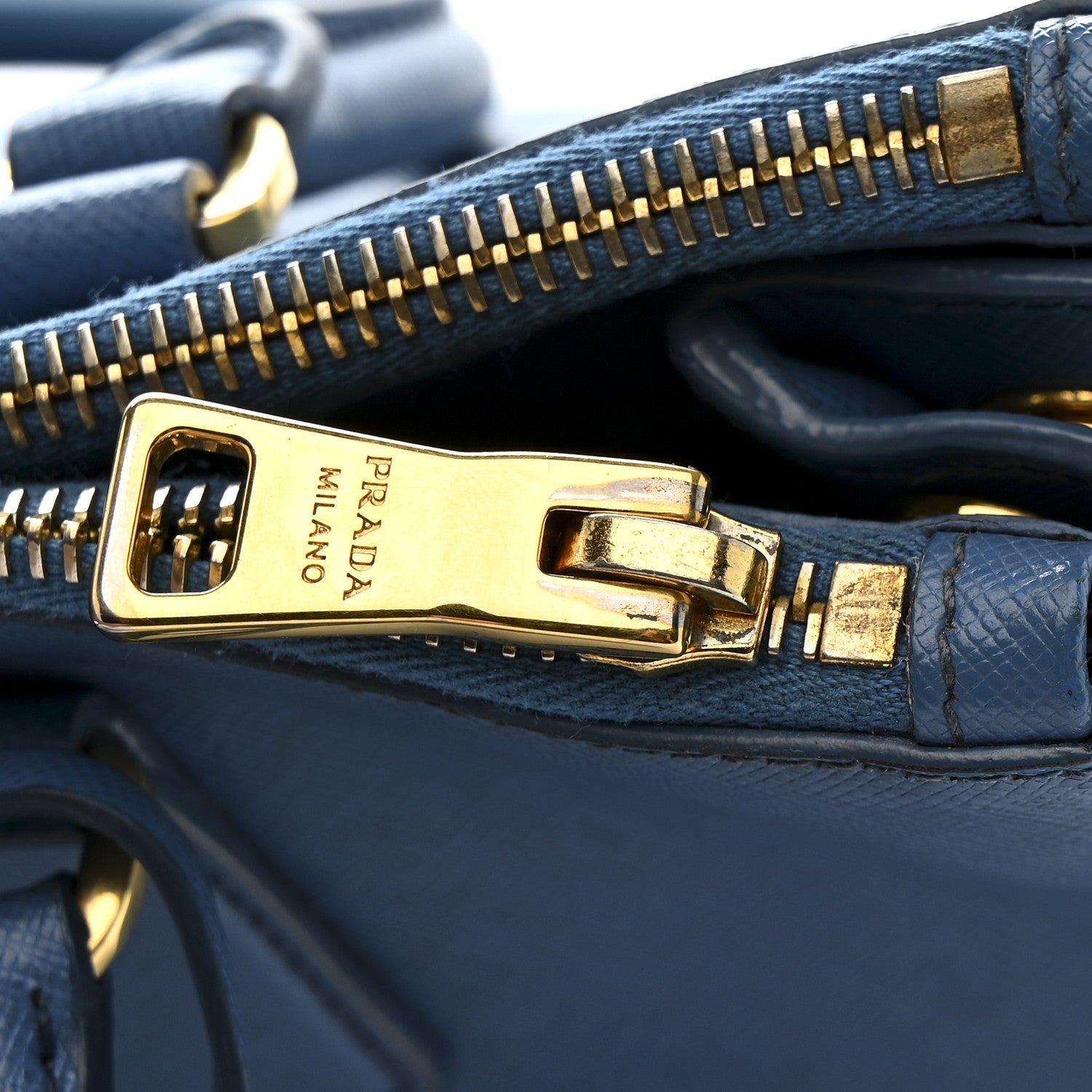 Prada Saffiano Small Galleria Double Zip Tote Cobalto