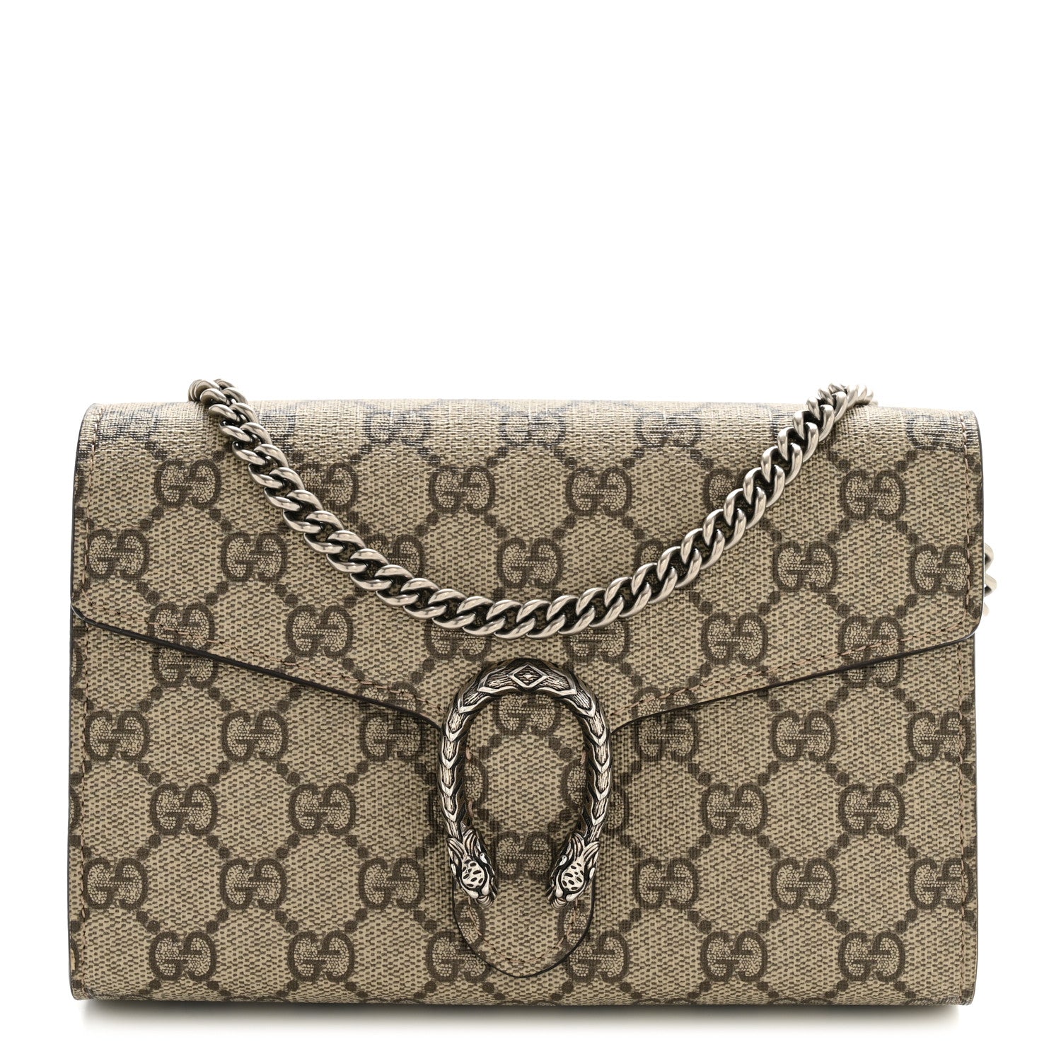 Gucci GG Supreme Monogram Mini Dionysus Chain Wallet Beige Taupe