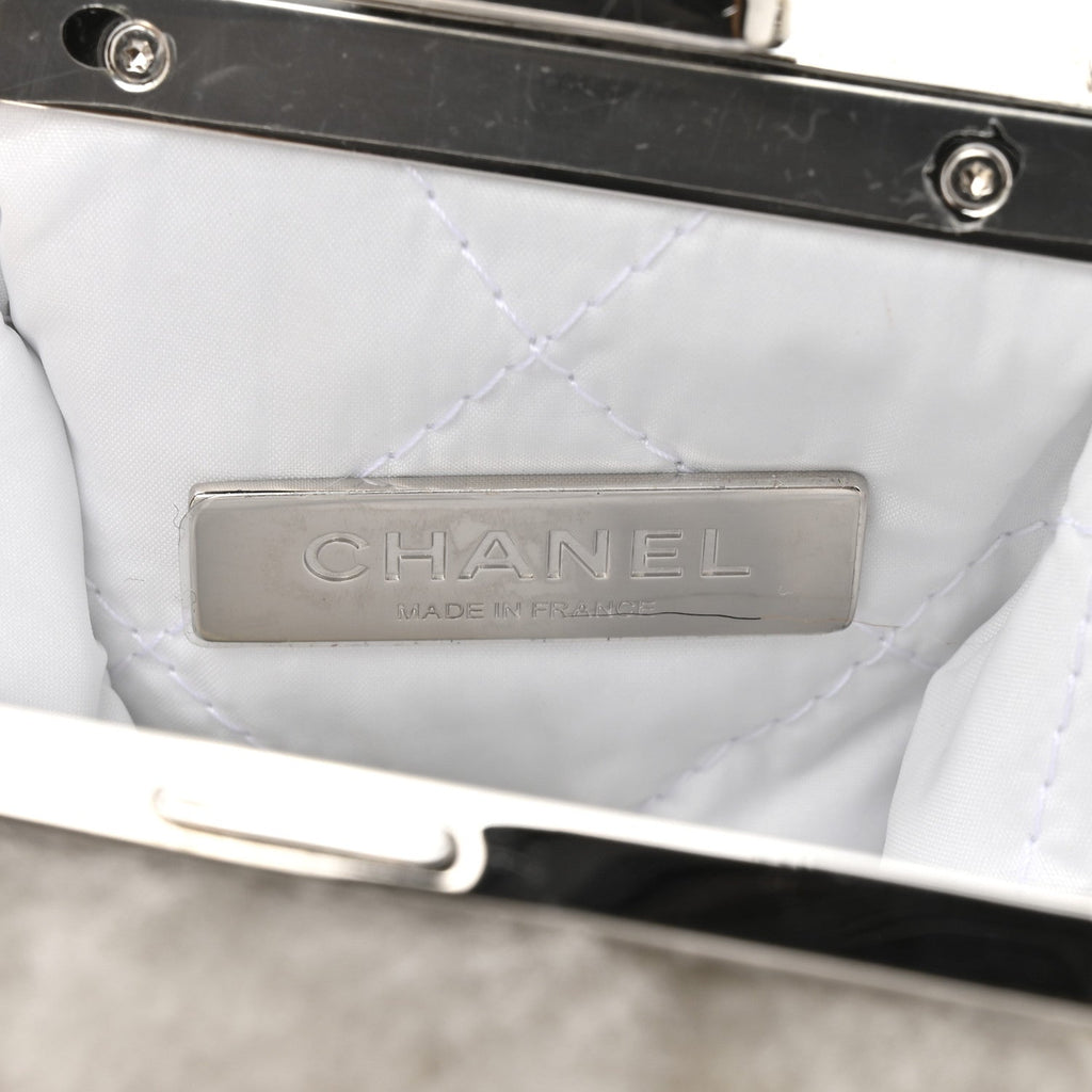 Chanel Shearling Sheepskin Lambskin Quilted Clutch With Chain White