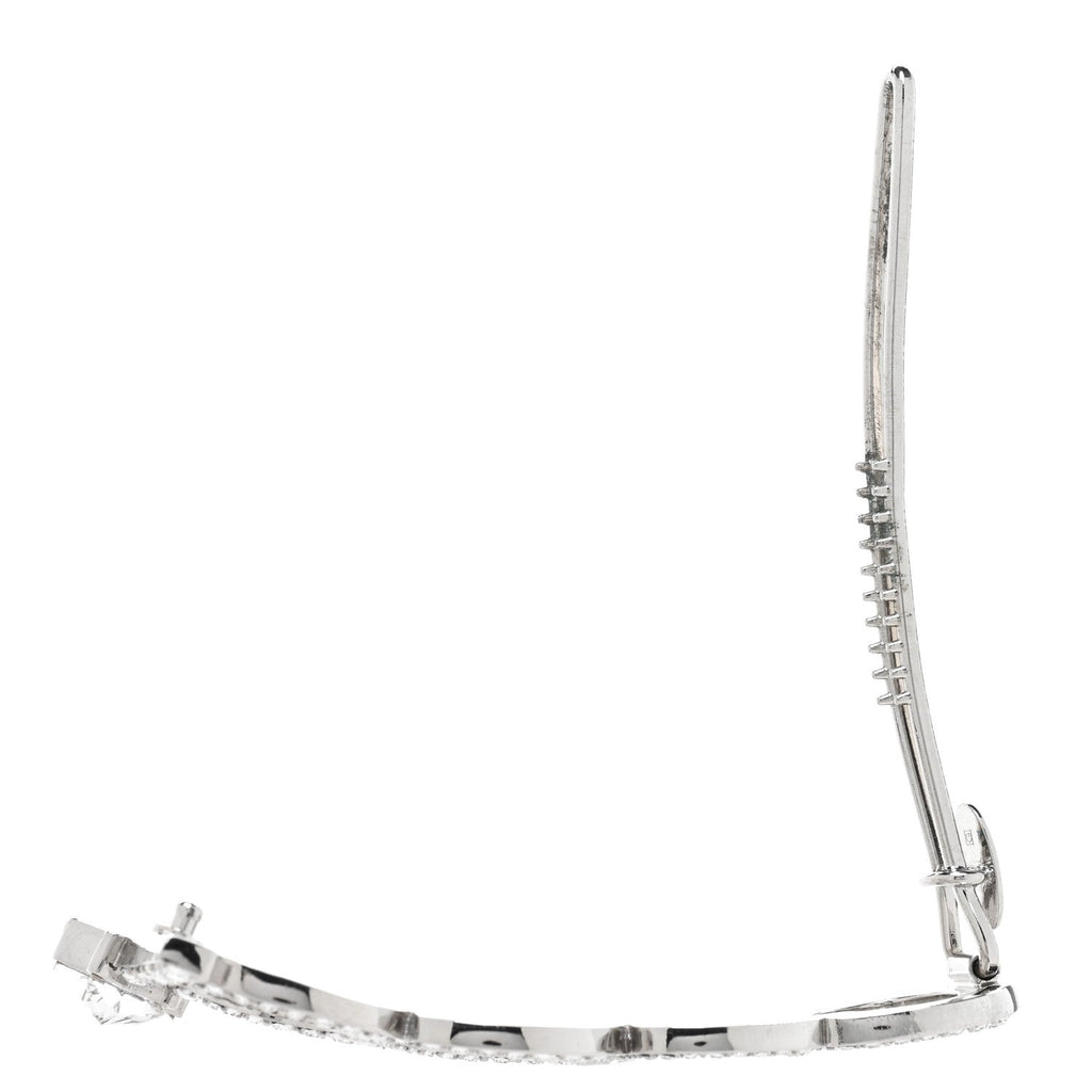 Gucci Metal Crystal Logo Hair Barrette Silver