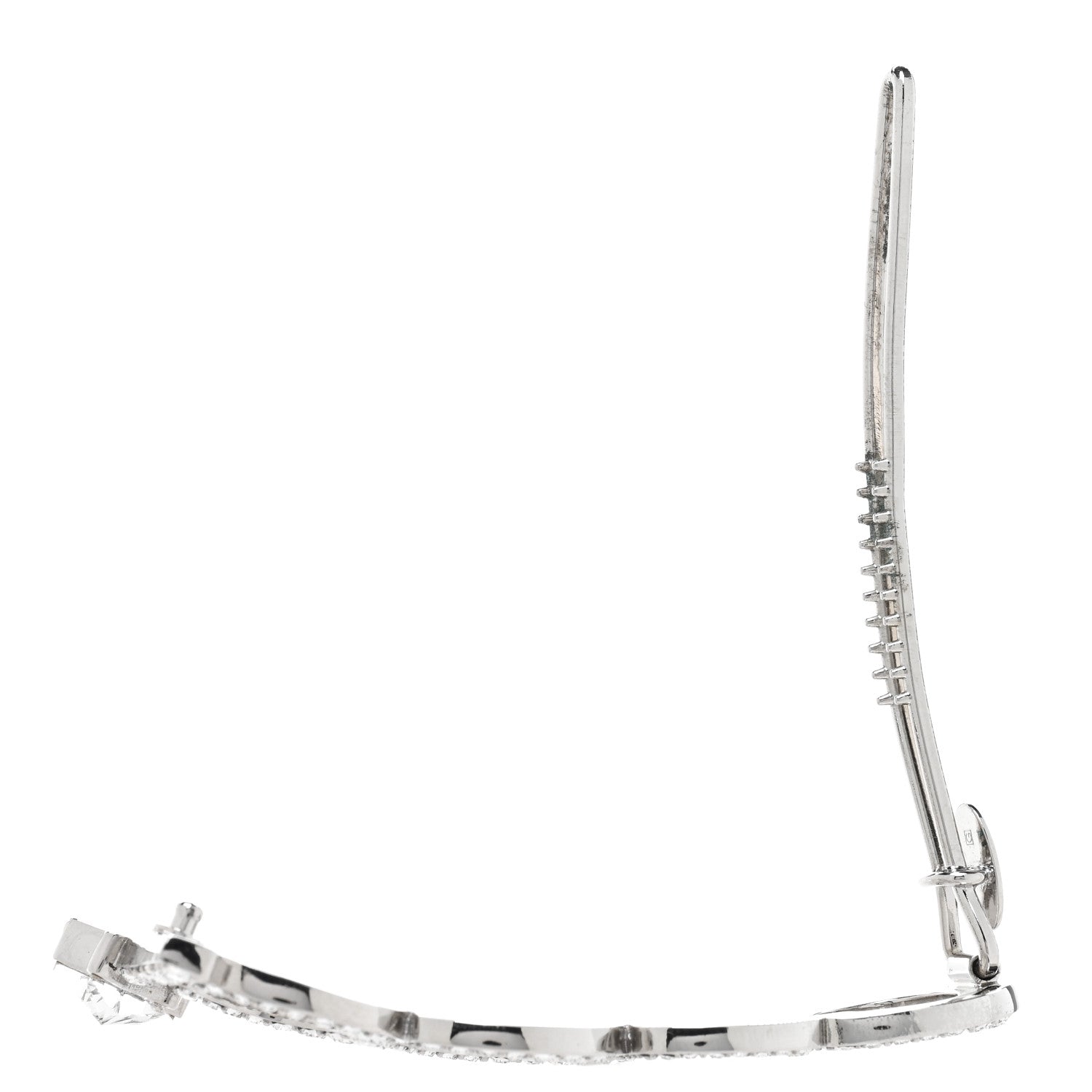Gucci Metal Crystal Logo Hair Barrette Silver
