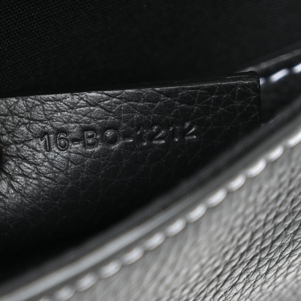Christian Dior Grained Calfskin Vertical Saddle Pouch With Strap Black
