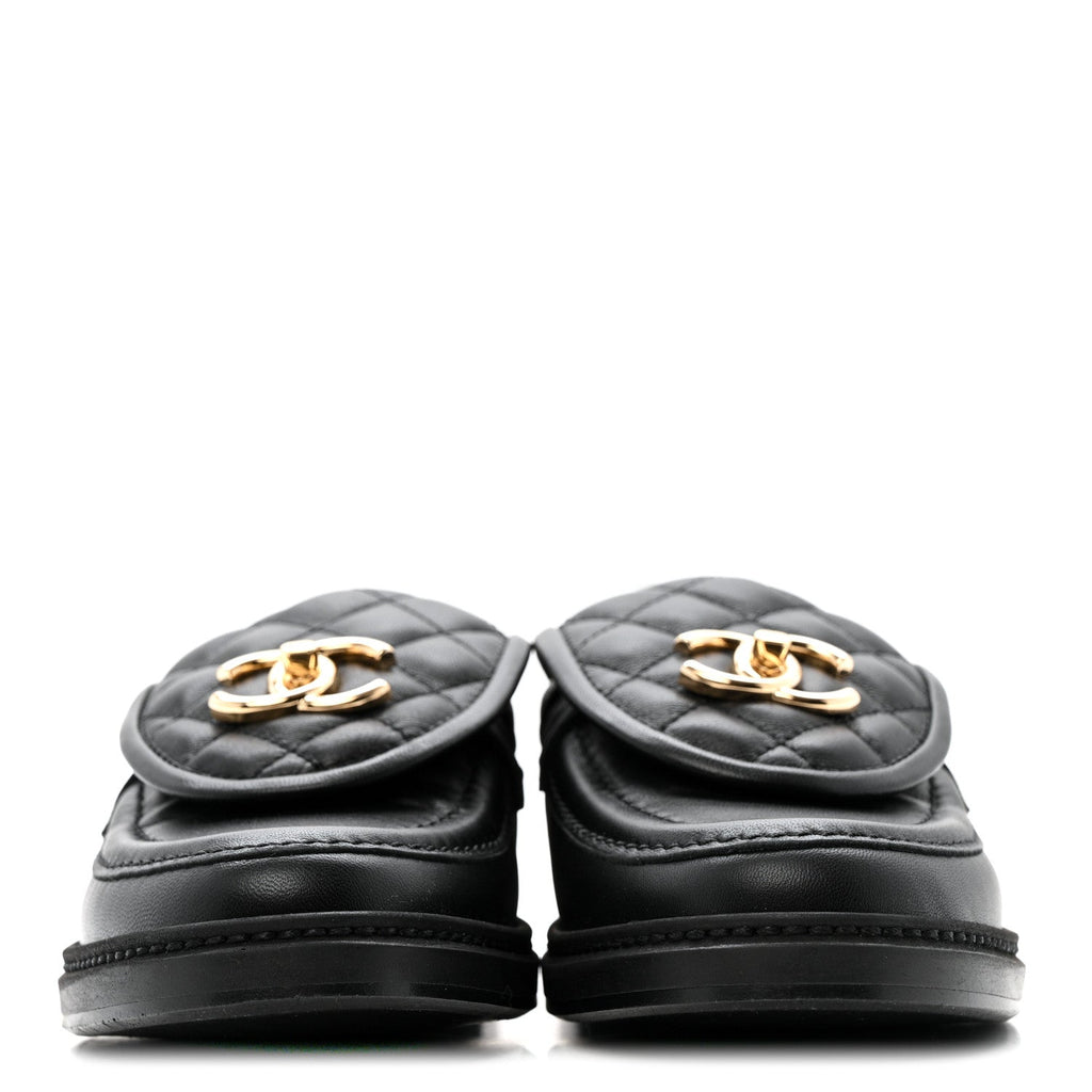 Lambskin Quilted CC Turnlock Loafers 36 Black