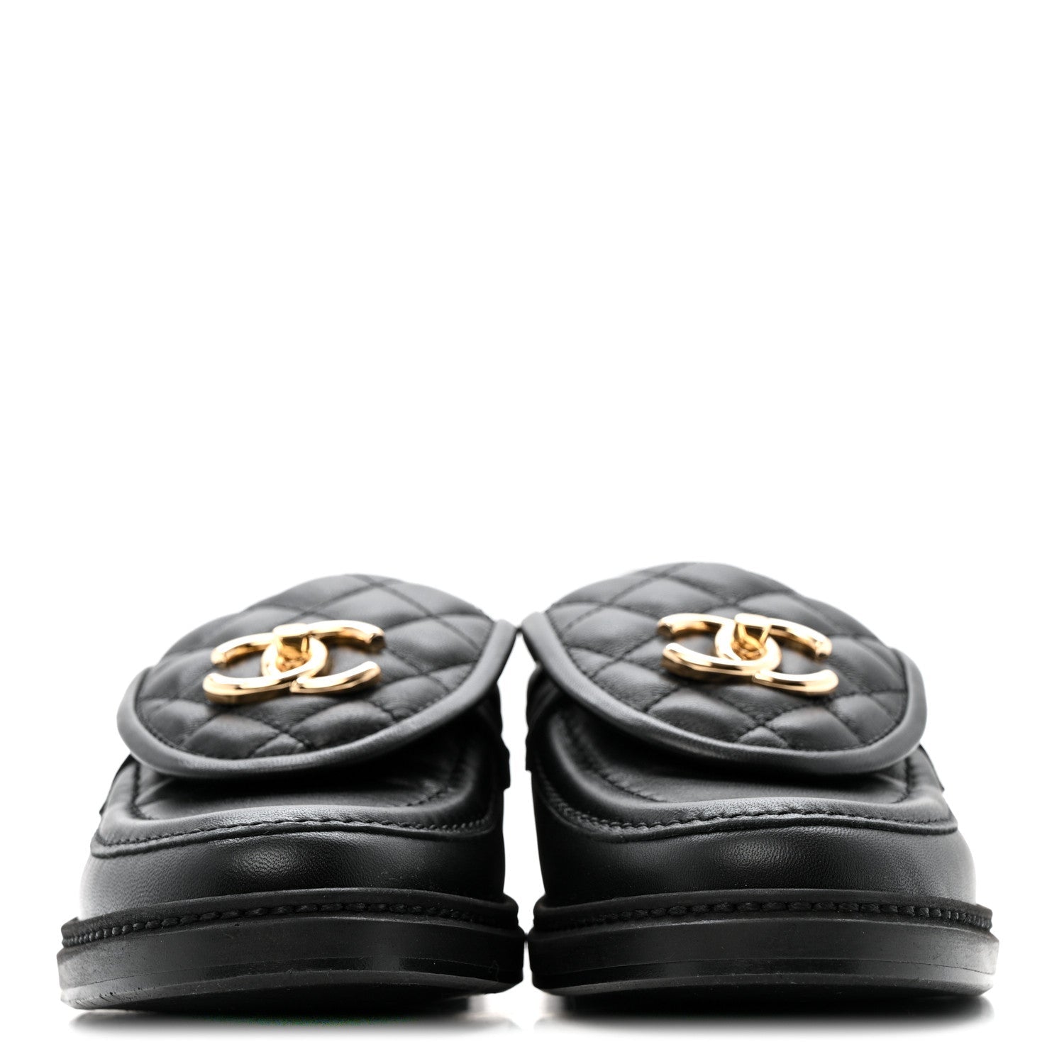Lambskin Quilted CC Turnlock Loafers 36 Black