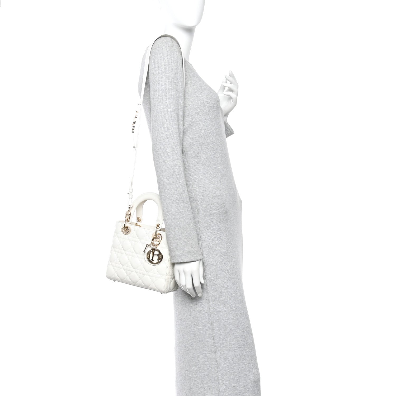 Christian Dior Lambskin Cannage Small My ABCDior Lady Dior White