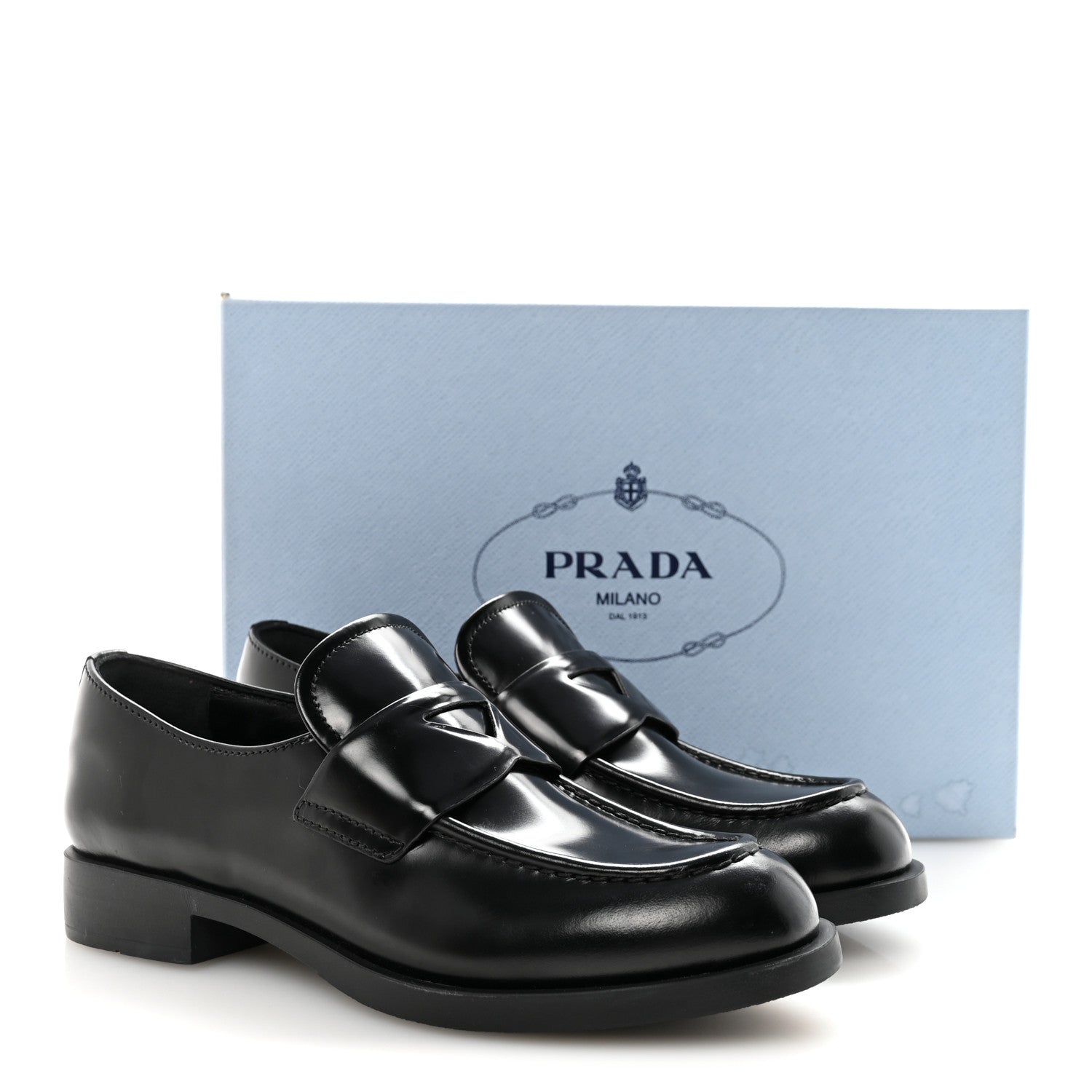 Prada Spazzolato Loafers 38 Black