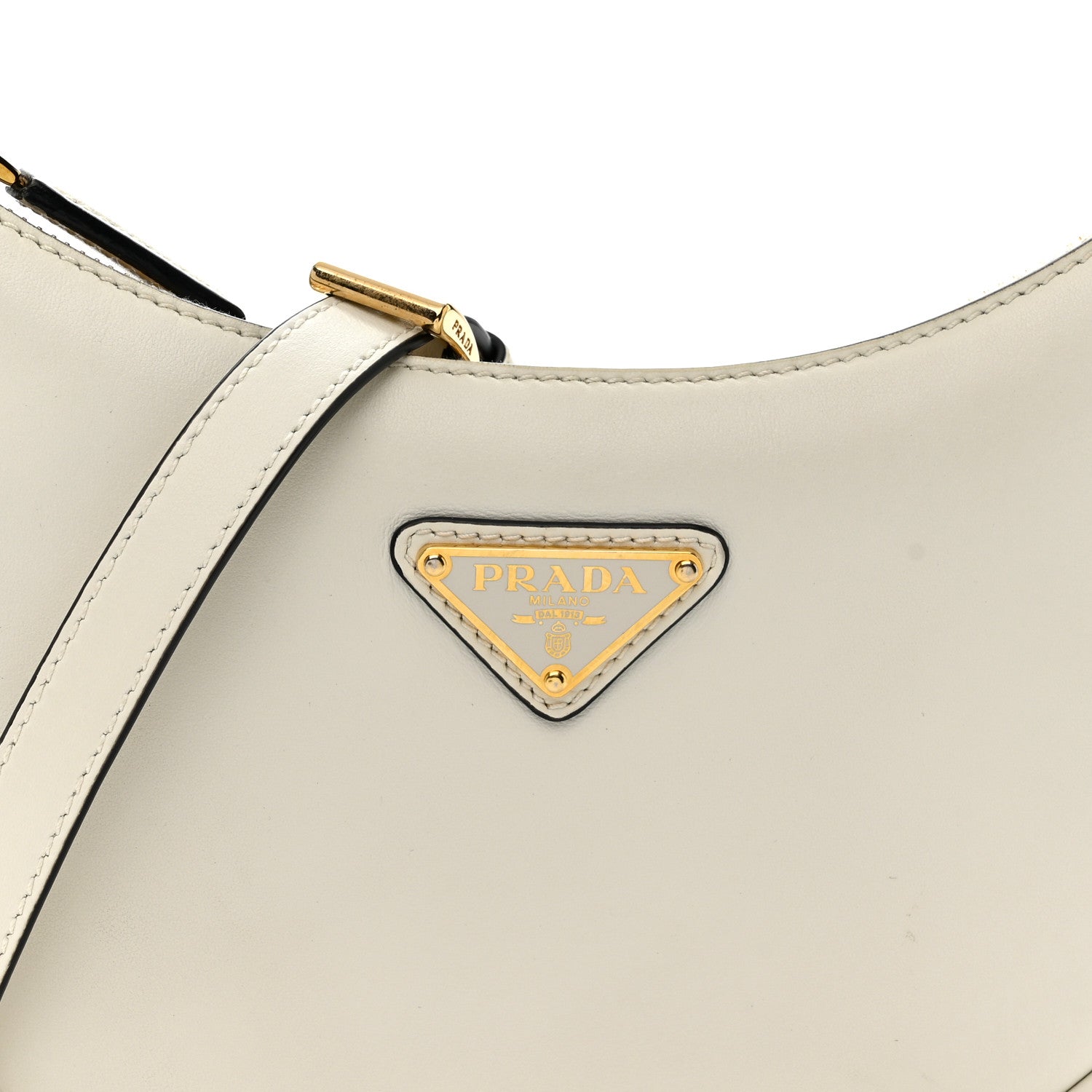 Prada Soft Calfskin Small Arque Shoulder Bag White
