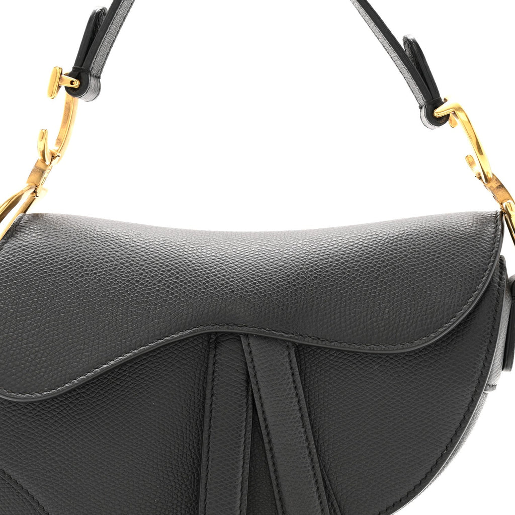 Christian Dior Grained Calfskin Mini Saddle Bag Black