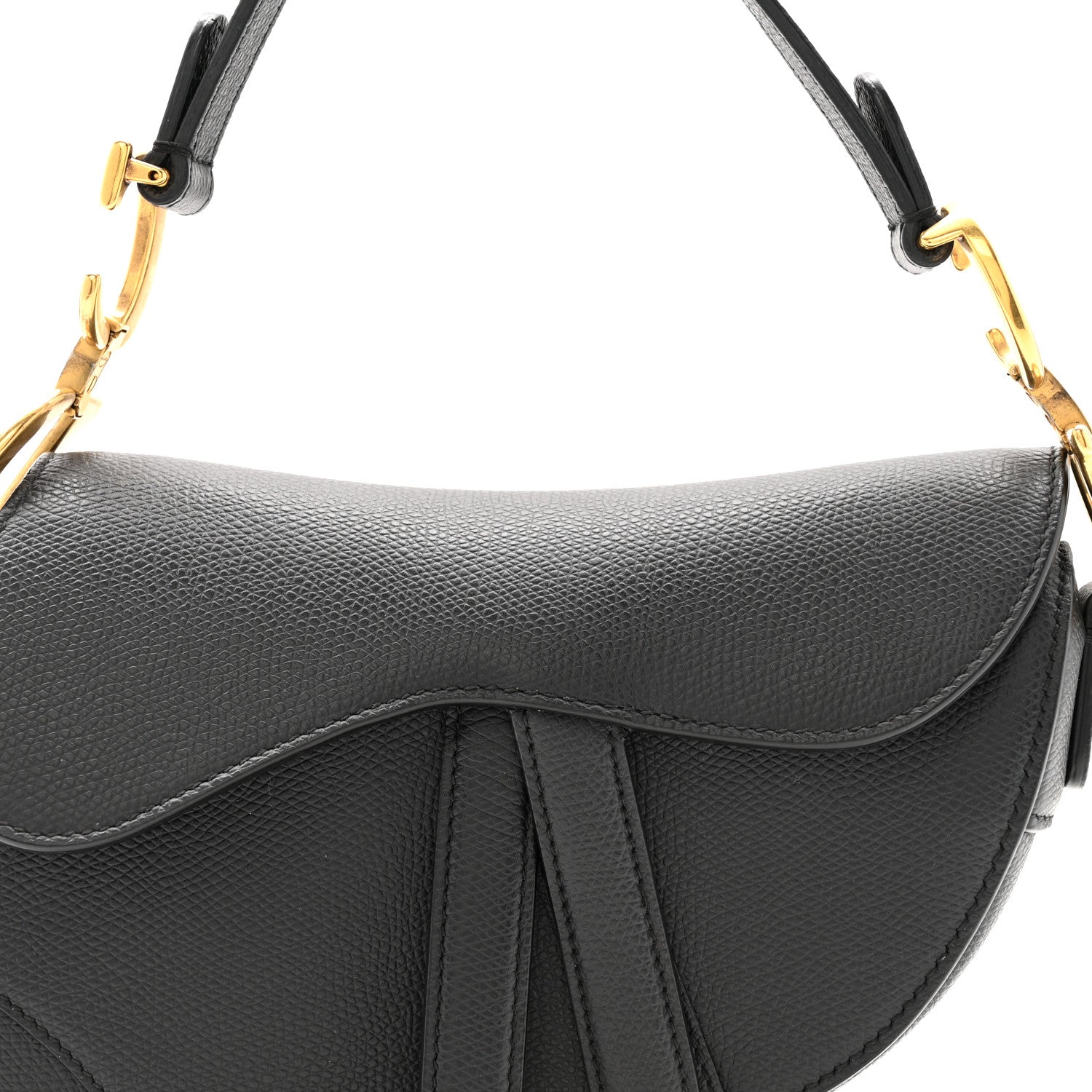 Christian Dior Grained Calfskin Mini Saddle Bag Black