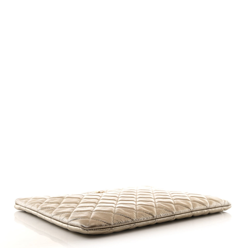 Metallic Aged Calfskin Quilted Medium 2.55 Reissue Cosmetic Case Gold