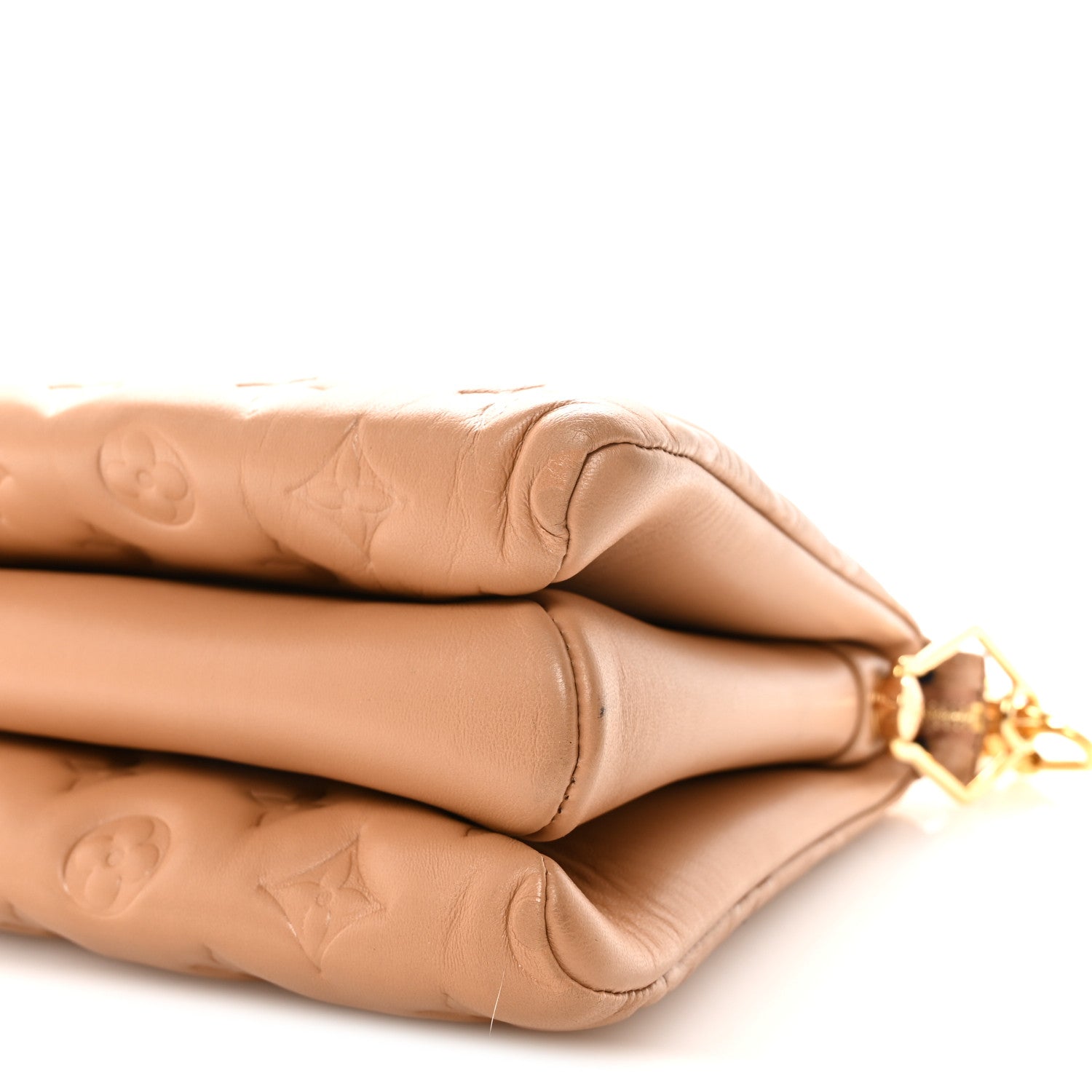 Louis Vuitton Lambskin Embossed Monogram Coussin PM Camel