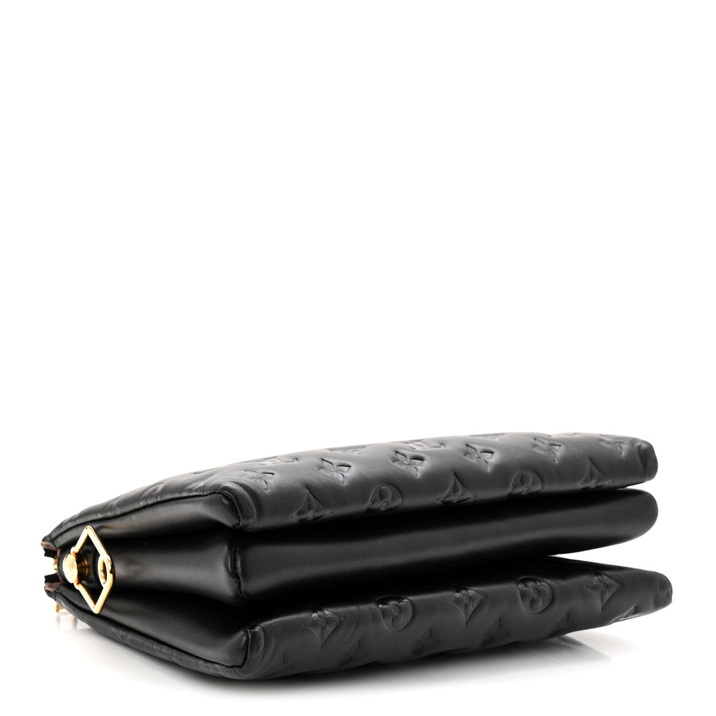 Louis Vuitton Lambskin Embossed Monogram Coussin PM Black