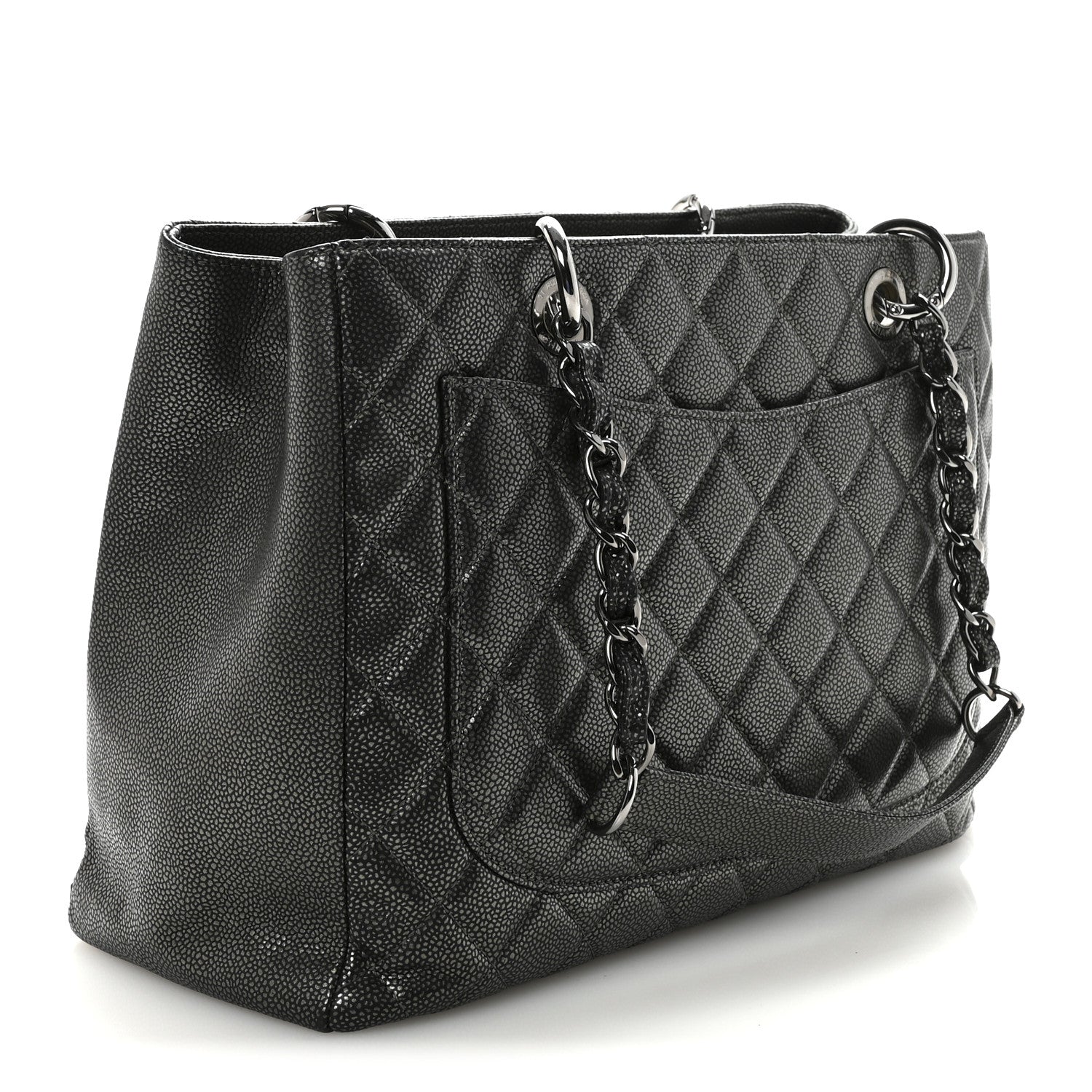 Chanel Caviar Quilted Grand Shopping Tote GST Dark Silver