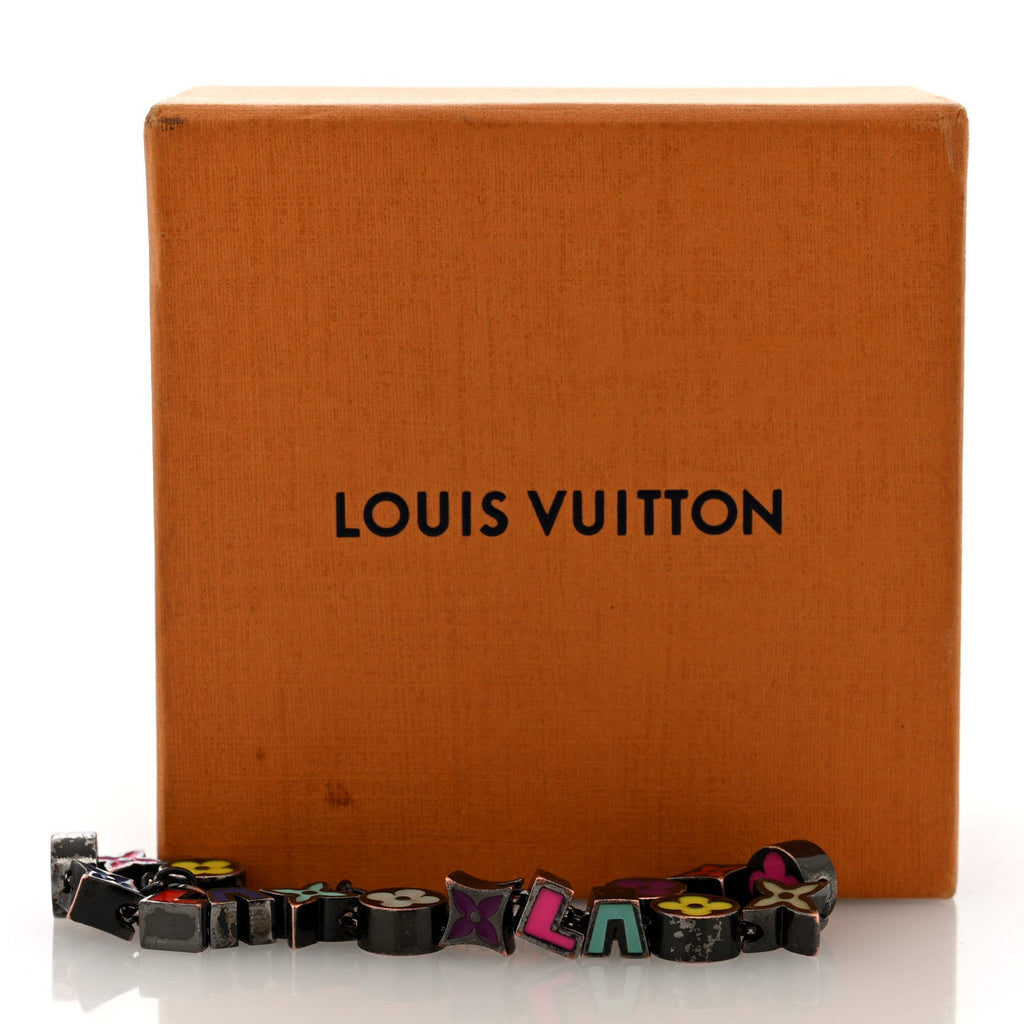 Louis Vuitton Metal Enamel Monogram Party Bracelet Black Multicolor