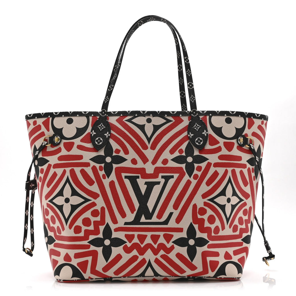 Louis Vuitton Monogram Giant Crafty Neverfull MM Creme Rouge Black