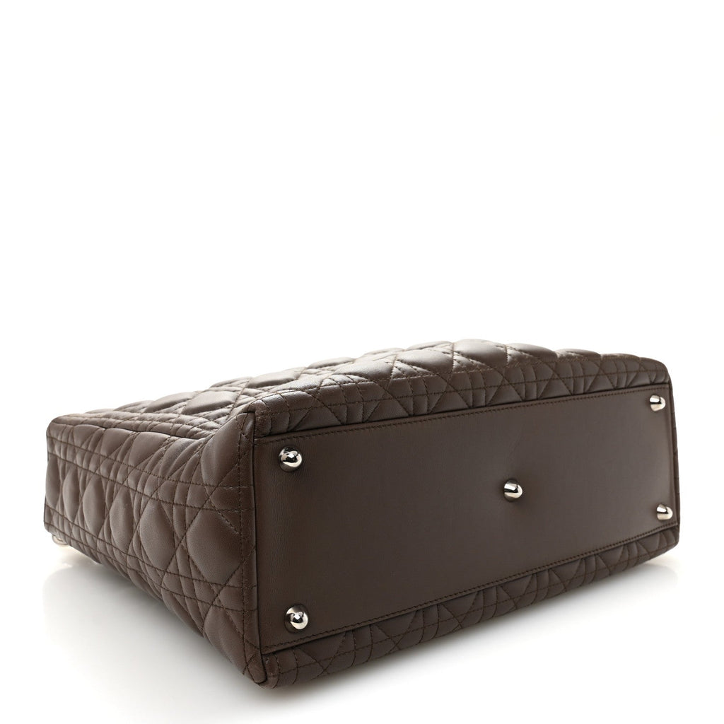 Christian Dior Lambskin Cannage Large Lady Dior Brown