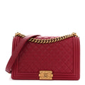 Chanel Lambskin Quilted New Medium Boy Flap Dark Red