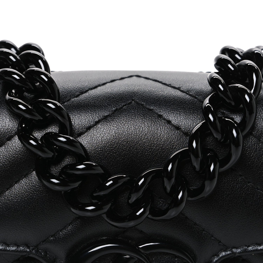 Gucci Calfskin Matelasse Monochrome GG Marmont Chain Belt Bag Black