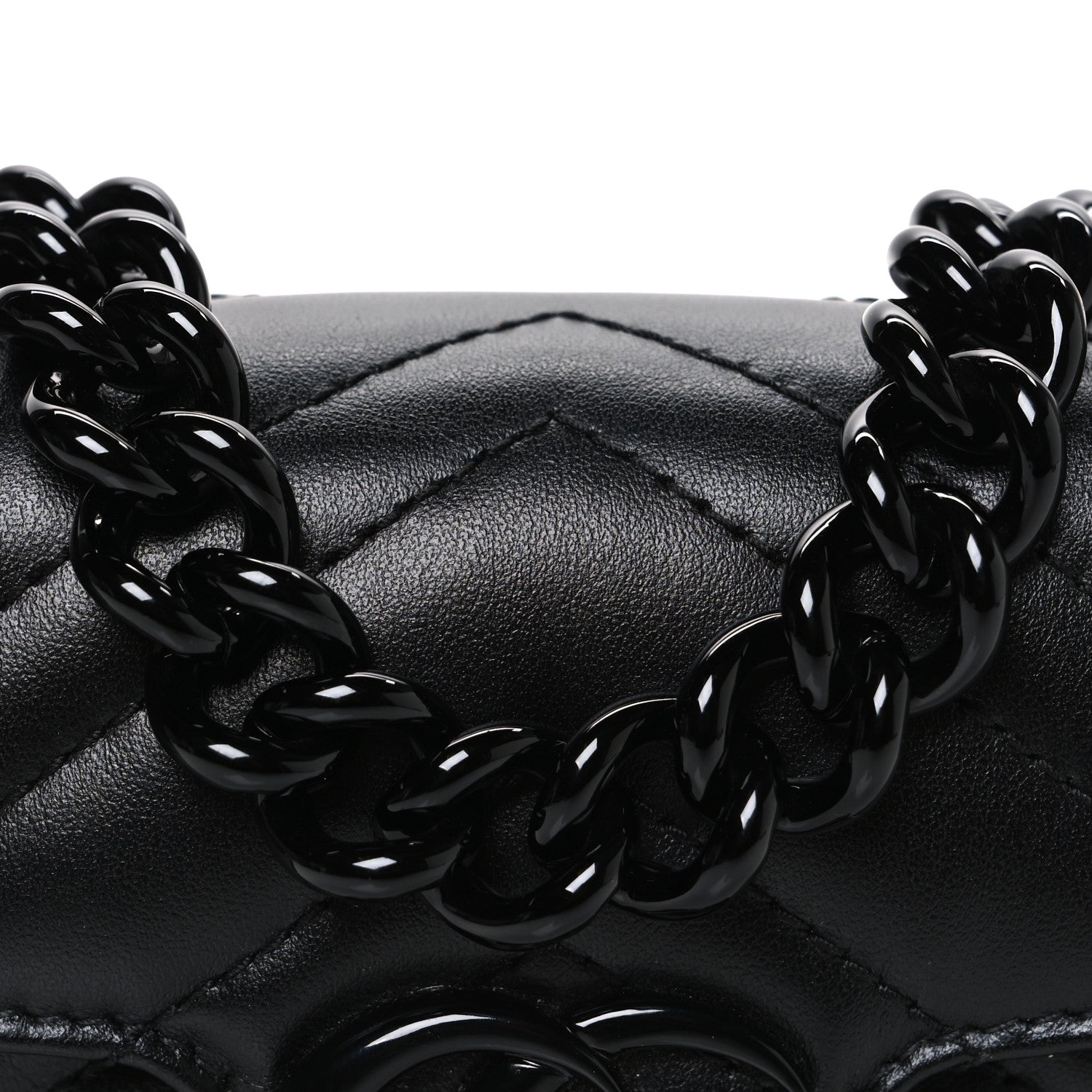 Gucci Calfskin Matelasse Monochrome GG Marmont Chain Belt Bag Black