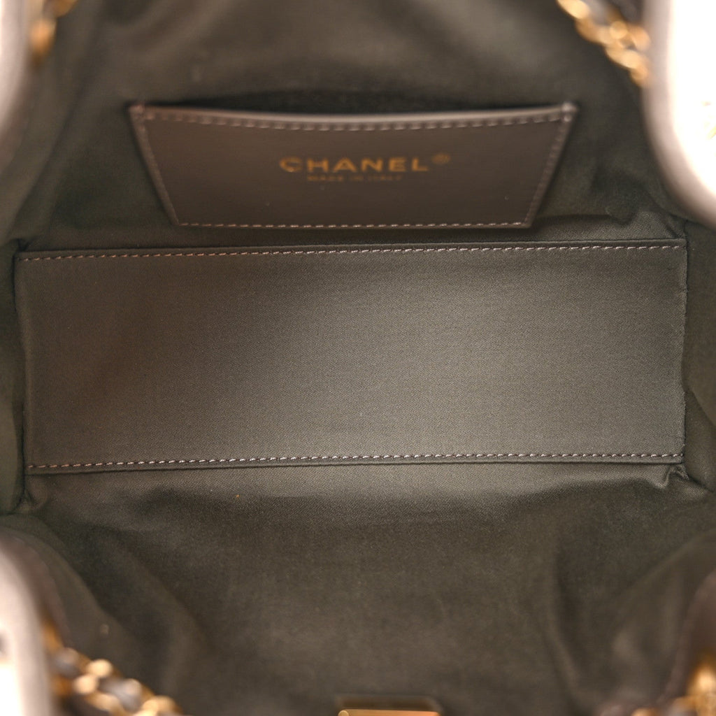 Chanel Suede Quilted Mini Chanel 25 Handbag Dark Grey