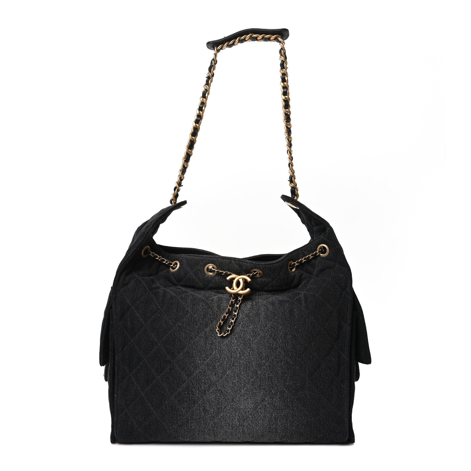 Chanel Washed Denim Quilted Medium Chanel 25 Handbag Black