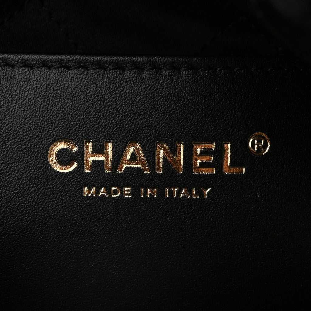 Chanel Shiny Calfskin Quilted Pearl CC Chain Mini Chanel 22 Black