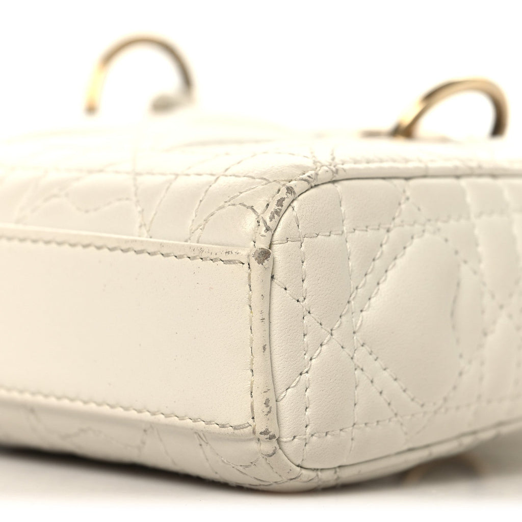 Christian Dior Lambskin Cannage Dioramour Micro Lady D-Joy Latte