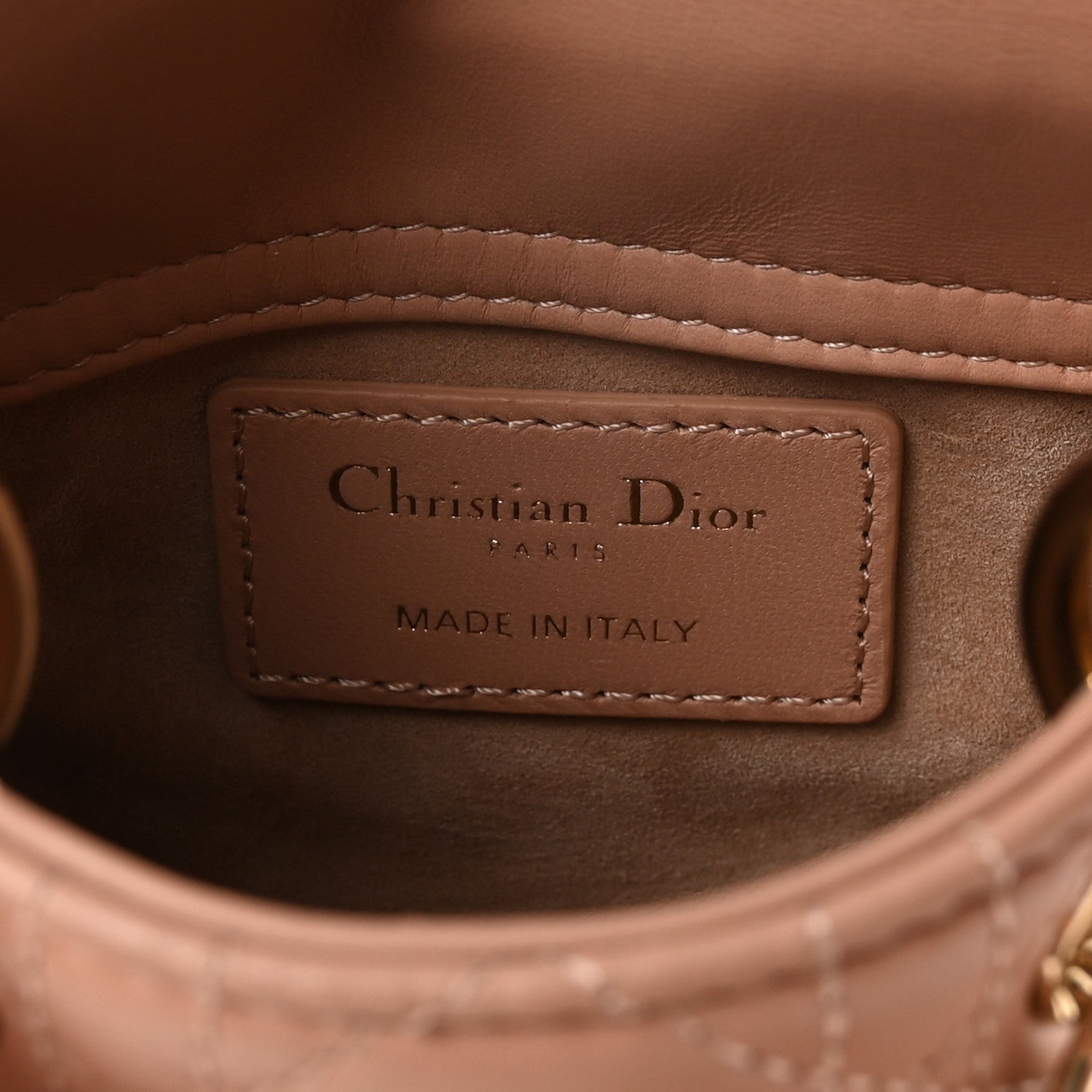 Christian Dior Lambskin Cannage Micro Lady Dior Rose Des Vents