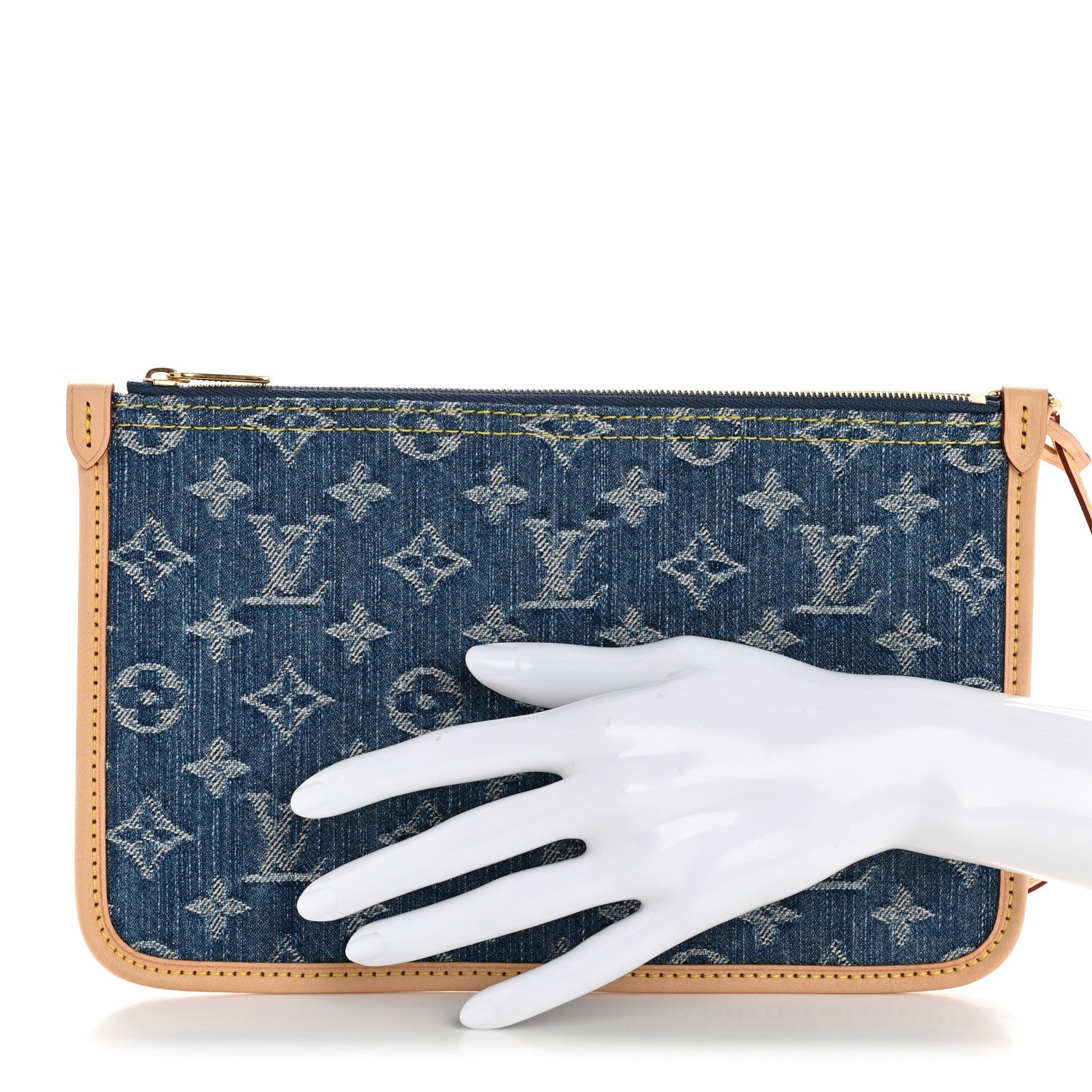 Louis Vuitton Denim Monogram Carryall MM Pochette Blue
